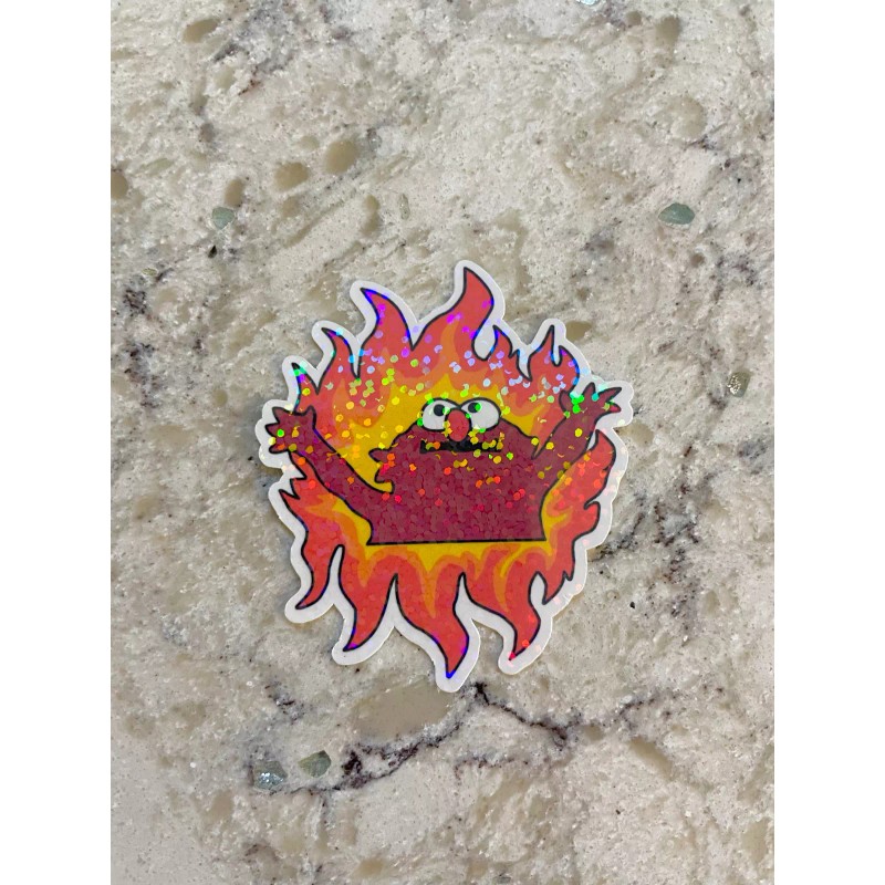Sticker Surplus Burning Elmo Meme Sticker l Gloss or Holographic