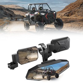 KEMIMOTO UTV Rear View Side Mirrors And Center Mirrors with 1.6"-2" Roll Bar Cage, 360° Adjustable & Breakaway Rear Mirror Compatible with Polaris RZR, Pioneer, Talon, Kawasaki, KRX, MULE