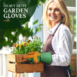 DIY Doctor - Unisex Leather Heavy Duty Gardening Gloves for Men or Gardening Gloves for Women-Leather Work Gloves - Thick Gardening Gloves Ladies - Garden Gloves for Women- One Size Fits All (2x Pair)