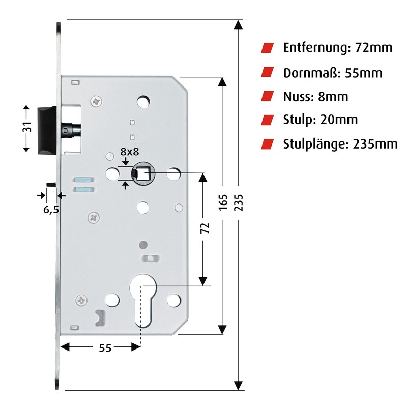 FELGNER Panic Mortice Lock | Panic Function "D" for Escape