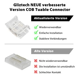 CCT COB LED Strip Connector Set for 10 mm Wide COB Strips 3 Pin and 4 Pin, 4 Pieces Transparent Centre Connectors, 4 Pieces L-Shaped and 4 Pieces Dual-End Extension Wires 13 cm