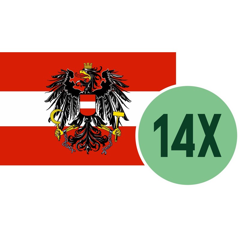 Daged Austria sticker card, 14 pieces, car, motorcycle, biker flag,