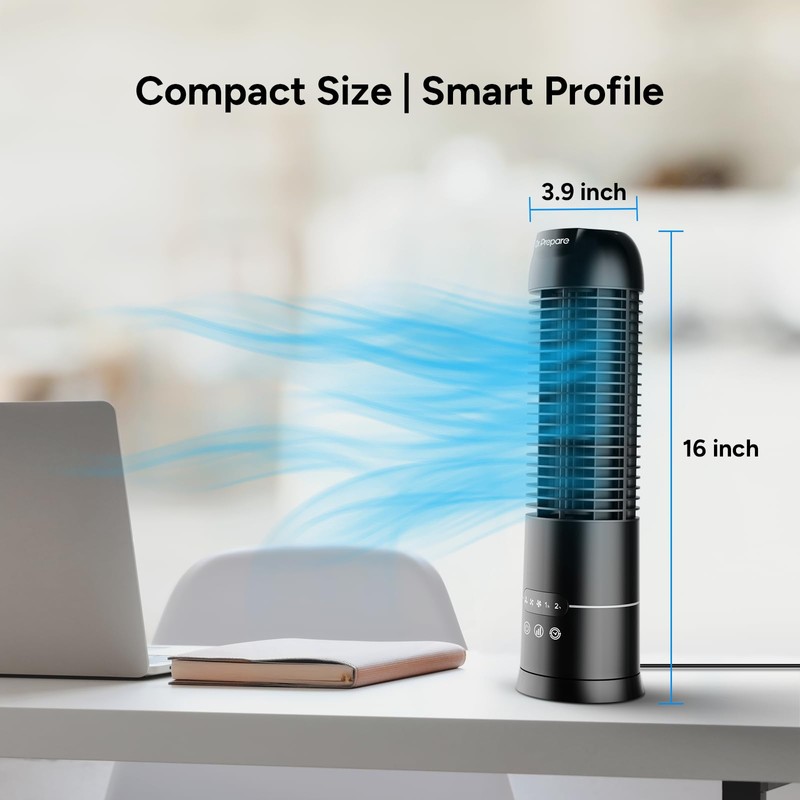 DR.PREPARE 16" Tower Fan, 70° Oscillating Desk Fan, 3 Speeds