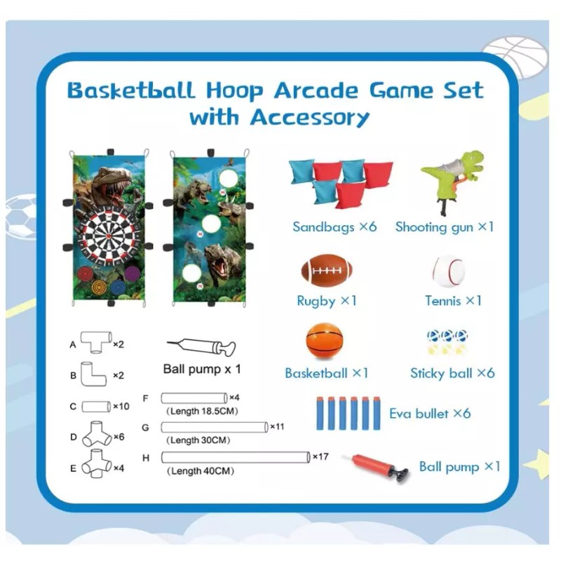 Ealingmoon 4 in 1 Basketball Hoop Arcade Game BABYSIT Basketball