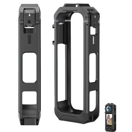 Camera Cage for Insta.360 X5, Magnetic Quick-Release Frame with Side-Window Access | Dual Cold Shoe Ports and 1/4" Threads Interface, for Insta.360 X5 Frame (Plastic)