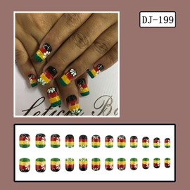 EYZOTSF Press on Nails Short Square Shaped Acrylic Extra Short Length Square False Nails with Designs Artificial Fake Nail with Charms Glue Stick ons Fingernails for Women Girls(DJ199)