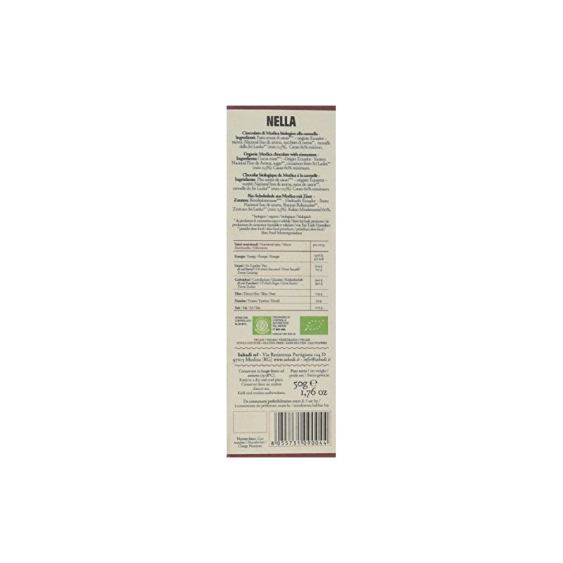 Sabadi Nella Organic Traditional Modica Chocolate w/ Cinnamon 60% *NEW*
