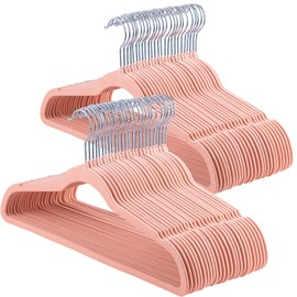 ELONG HOME Velvet Hangers 50 Pack, Peach Pink Slim Felt Hangers with 360° Swivel Hook, Non Slip Skinny Hangers Heavy Duty Adult Hangers for Coats, Pants & Dress Clothes