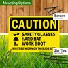Caution Safety Glasses Hard Hat Work Boot Must Be Worn