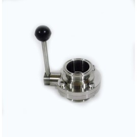 2" Bore Sanitary Butterfly Valve with 2" Tri Clamp Fittings and Pull Handle