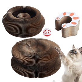 MC MEICHUANG 2Pcs Cute Magic Organ Cat Scratcher Foldable Funny Cats Cardboard Toy Sturdy with Bell-Ball for Indoor Cats Kitty Accordion Toys for Scratching