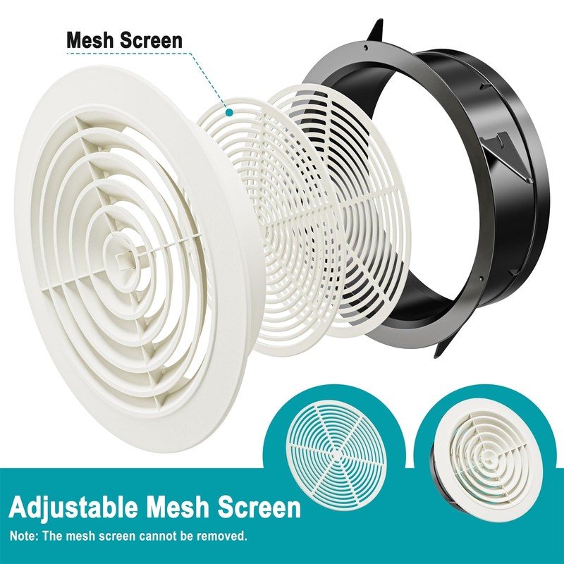 HG POWER 8 Inch Soffit Vent，Round Air Vent Cover with