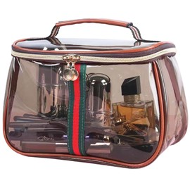 Siomlana Transparent PVC Makeup Pouch, Toiletry Pouch, Large Capacity, Waterproof, Large, Cosmetic Pouch, Lightweight, Vanity Pouch, Cosmetic Pouch, Includes Handle, Popular, Multifunctional, Handbag,
