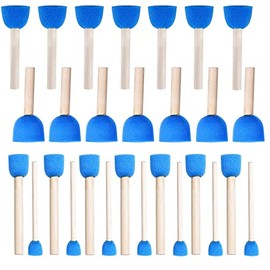 WAFJAMF 28 Pcs Assorted Size Round Sponges Brush Set, 4 Size DIY Paint Tools for Kids – Blue