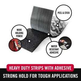 VELCRO Brand - Industrial Strength | Indoor & Outdoor Use | Superior Holding Power on Smooth Surfaces | Size 4in x 2in | Strips, Black - Pack of 4