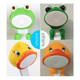 KAIYING Children's Handheld Shower Head,Cartoon Water Flow Spray Shower Head Baby Kids Toddler Bath Play Bathing Toys (J:Showerhead(Froggie)+Hose+Diverter)