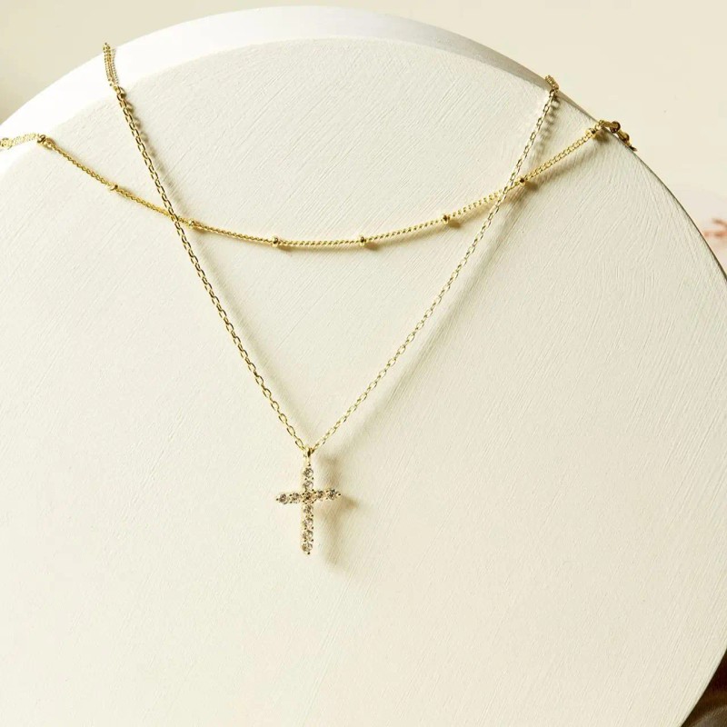 Luxury Hypoallergenic 18K Gold Plated Stainless Steel Double-Layer Micro Inlaid