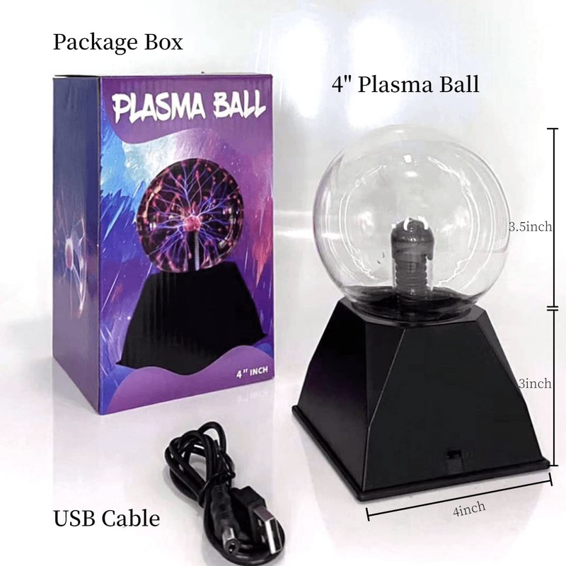 OOTSUN Plasma Ball, 4 Inch Plasma Globe Nebula Thunder Lightning,