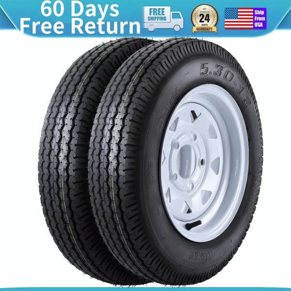 STMHOM 2pack Trailer Tires 5.30-12 5.30x12 530-12 530 12 with