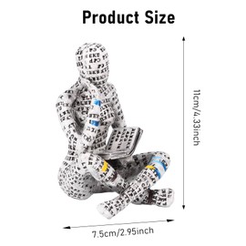 PZJFH Reading Woman Sculpture, Decorative Figure Decoration for Shelf, Small Reading Women Shaped Sculpture, Thinker Style Reading Figures Statue, Resin Figure Sculptures for Bedroom, Shelf, Desk (A)