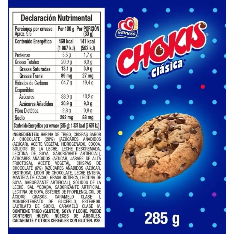 gamesa Galletas Gamesa Chokis clásica conchispas sabor chocolate 5pz 57g