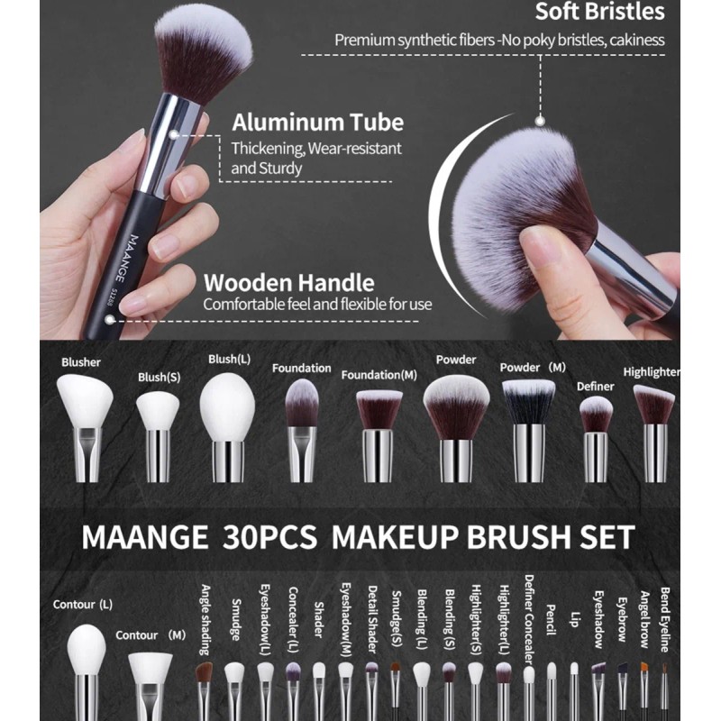 Brochas De Maquillaje Kit 30 Pcs Para Maquillaje Profesional Color
