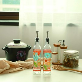 TZSSP - Juego de botellas dispensadoras de aceite de oliva y vinagre con boquilla de acero inoxidable a prueba de fugas para cocina y barbacoa, naranja, 2 unidades de 17 onzas