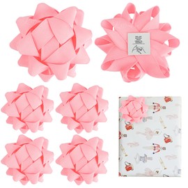 LiBongTa 4.5 Inch Pink Bow for Gift, Pink Bow Decor, Grosgrain Ribbon Present Bow, Christmas Bow for Gift Wrapping, Decorative Bow, Self Adhesive Bows, Gift Bow Assortment, Pack of 6