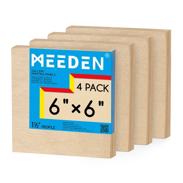 MEEDEN Unfinished Wood Canvas Board: 1-1/2" Deep 6x6” Wooden Canvas