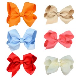 6 Pieces Bowknot Hair Clips with Duck Bill Clips, Elegant Hair Bobbles and Clips for Girls, Kids and Women, Great for Daily Use and Special Occasions