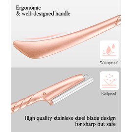 ennva Eyebrow Razor for Women-Eyebrow Trimmer Dermaplaning Tool-Ergonomic Eyebrow Shaper & Facial Razor for Peach Fuzz-Exfoliating Face Razor for Eyebrows-Eye Brow Shaver Razors w/7 Blades- Rose Gold