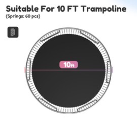 SÄKEE SAKEE Replacement Jumping Mat, Fits 10FT Round Trampoline Frame with 60 V-Hooks, Using 5.5"" Springs 8.8ft Premium Trampoline Mat (Spring not Included)