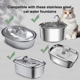 Cat Water Fountain Filters, Compatible with Stainless Steel Pet Fountain 8 Filters with 8 Sponges Replacement Filters for Cat Fountain (16 Filters& 16 Sponges)
