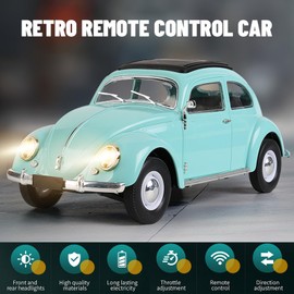 Hylukon Remote Control Car, 1:16 Scale Classic Model Toys Car for Kids, 4CH Full Scale Toy Rear Wheel Drive LED High Beam 1950 Model Toys, Birthday for Boys Girls