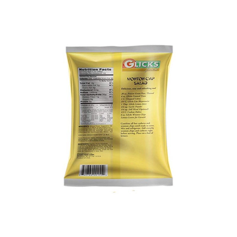 Glicks Wonton Chips 10oz (3 Pack) Crisp & Delicious Wonton