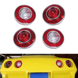 1409KMT Corvette C3 Tail Light - 4PCS Red Tail Lights & Backup Lights Set Compatible With 1975-1979 Corvette C3