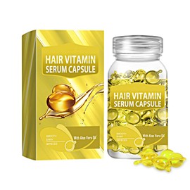 Haar-Vitamin-Serum-Kapsel, Hair Treatment Serum,Angereichert mit marokkanischem Öl und Ginseng-Extrakt, Vitaminen A, C, E und Pro B5, kein Ausspülen nötig, für alle Haartypen geeignet（Gold）