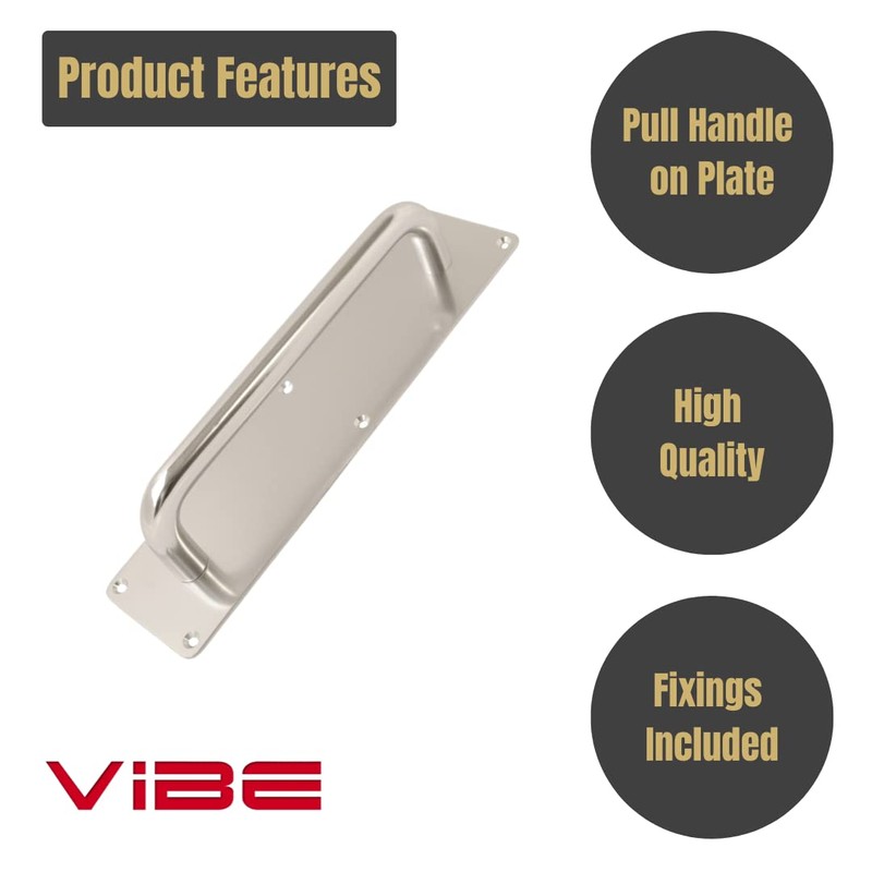 VIBE 19mm Pull Handle on Plate Plain 300x19mm (375x75mm Plate)