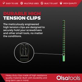 Olsa Tools Tool Holder Clips - 10-Piece Set - Compatible with Magnetic & Wall Mount Screwdriver Organizers - Black Replacement Clips - Part 1018