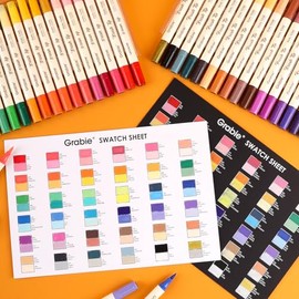 Grabie Marcadores de pintura acrílica de 72 colores, paquete de 36 marcadores acrílicos de doble punta suave, bolígrafos de pintura a base de agua par