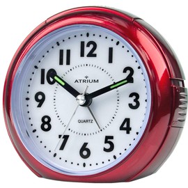 Atrium Wecker Analog Quarz ohne Ticken mit Licht und Snooze Rot Metallic A240-1