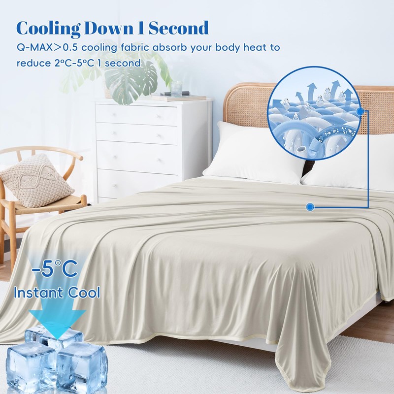 Double Cooling Blanket for Hot Sleepers Queen Size, Arc-Chill Q-Max>0.5