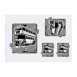 4 x 'London Bus' Temporary Tattoos - Water Resistant, Skin-Safe, Non-Toxic Transfers, Mixed Sizes (TO00074146)