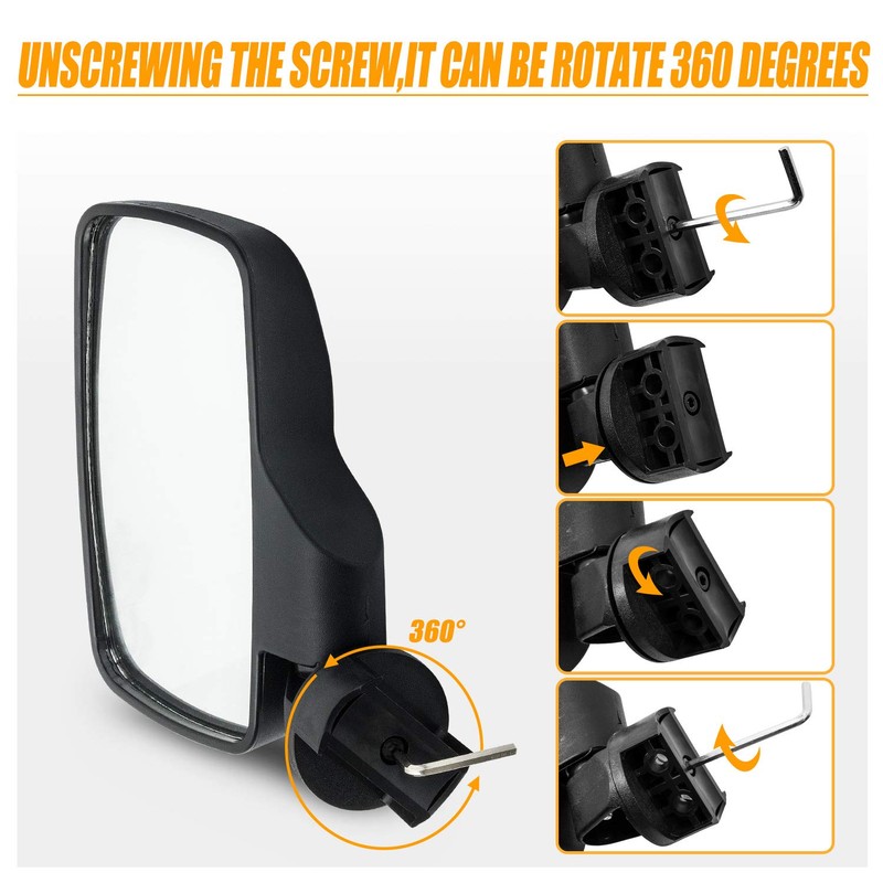 UTV Side Rear View Mirror And Center Mirror With 1.75"