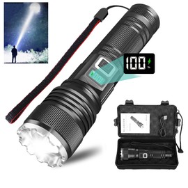 Rechargeable Flashlights High Lumens, 30000lm Super Bright&Long-Range Flashlight with LCD Power Display, 20H Long Lasting 5 Modes Zoomable&Waterproof Spotlight Flash Light for Home Camping Searching