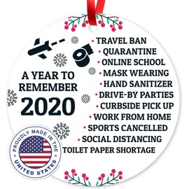 Soul Décor 2020 Christmas Ornaments, Quarantine Christmas Decorations, Toilet Paper Crisis, Large 3.75" Round Metal Ornament, Velvet Pouch Included