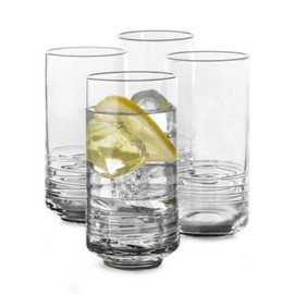 Hotel Collection Set of 4 Large Highball Glasses with Cording 7.7oz capacity