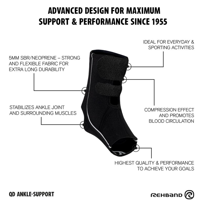 Rehband QD Ankle Brace, 1 Piece, Ankle Support, Ankle Stabilisation,