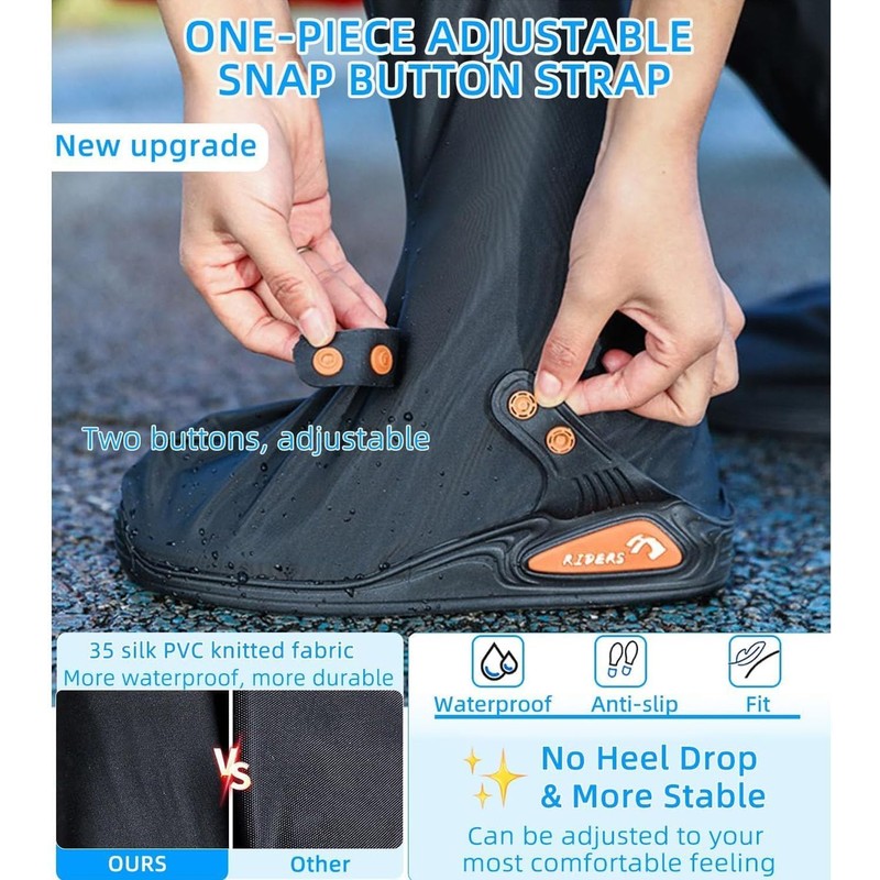 Genérico Cubrezapatos Impermeables con Cierre, PVC Resistente, Suela Antideslizante, Ajustables