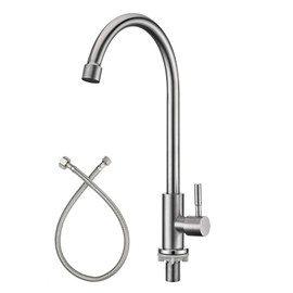 Apaix Cold Only Bar Sink Faucet, SUS304 Stainless Steel Cold Water Only Kitchen Faucet Single Handle Faucet for Outdoor Sink Brushed Nickel